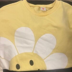FabKids Yellow Sweatshirt with Smiley Flower